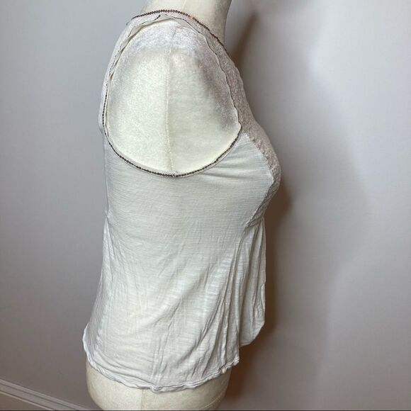 American Eagle, Sequin Trim Boho Eyelet Tank Top Peplum Swing Babydoll Tank XS - Picture 10 of 12